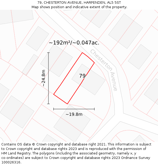 79, CHESTERTON AVENUE, HARPENDEN, AL5 5ST: Plot and title map