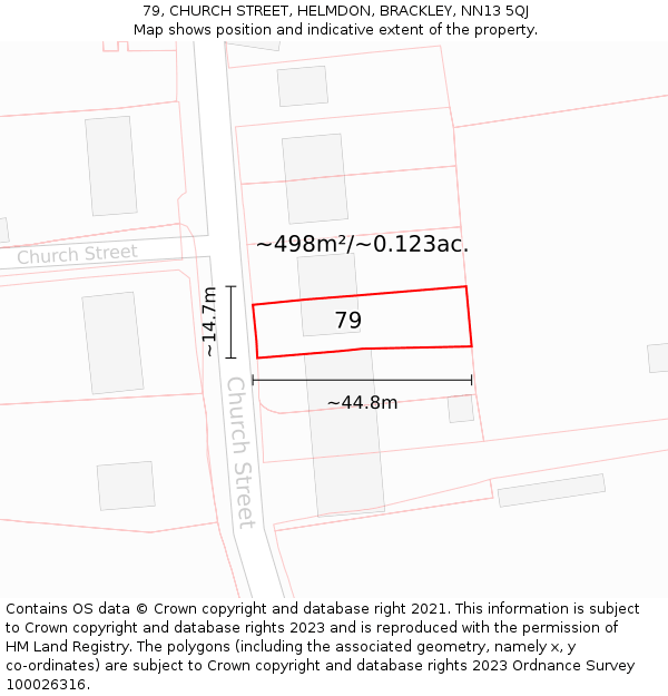 79, CHURCH STREET, HELMDON, BRACKLEY, NN13 5QJ: Plot and title map