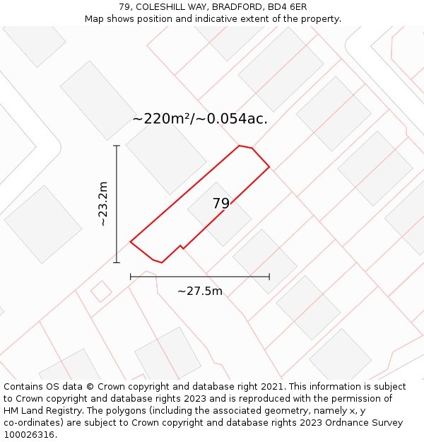 79, COLESHILL WAY, BRADFORD, BD4 6ER: Plot and title map