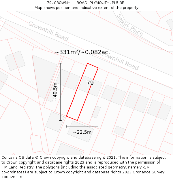 79, CROWNHILL ROAD, PLYMOUTH, PL5 3BL: Plot and title map