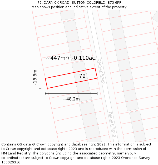 79, DARNICK ROAD, SUTTON COLDFIELD, B73 6PF: Plot and title map