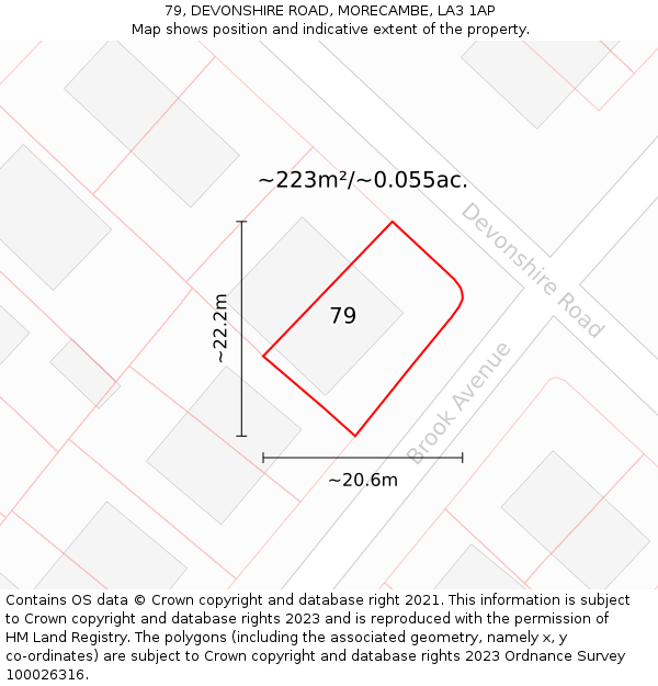 79, DEVONSHIRE ROAD, MORECAMBE, LA3 1AP: Plot and title map