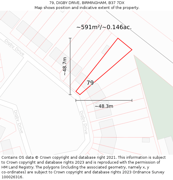 79, DIGBY DRIVE, BIRMINGHAM, B37 7DX: Plot and title map
