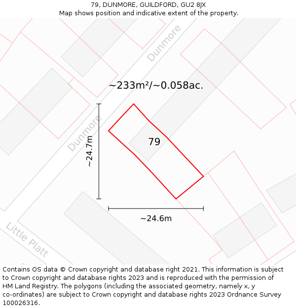 79, DUNMORE, GUILDFORD, GU2 8JX: Plot and title map