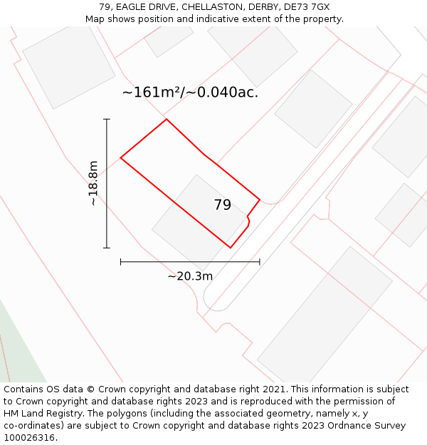 79, EAGLE DRIVE, CHELLASTON, DERBY, DE73 7GX: Plot and title map