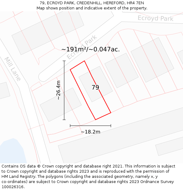 79, ECROYD PARK, CREDENHILL, HEREFORD, HR4 7EN: Plot and title map