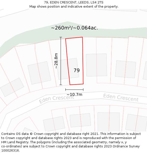 79, EDEN CRESCENT, LEEDS, LS4 2TS: Plot and title map