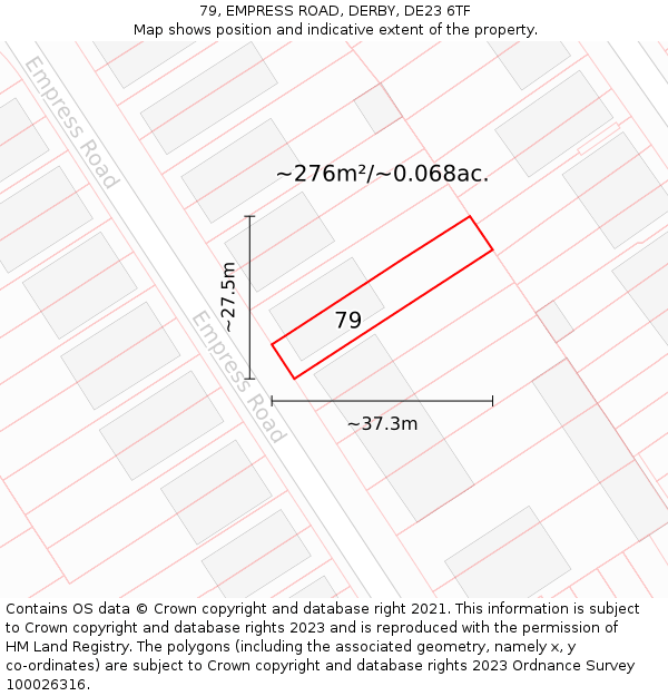 79, EMPRESS ROAD, DERBY, DE23 6TF: Plot and title map