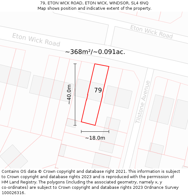 79, ETON WICK ROAD, ETON WICK, WINDSOR, SL4 6NQ: Plot and title map