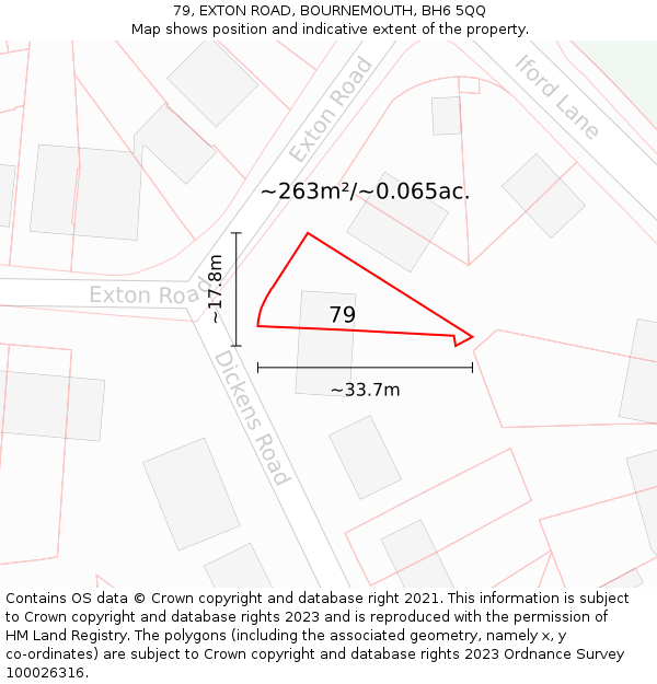 79, EXTON ROAD, BOURNEMOUTH, BH6 5QQ: Plot and title map