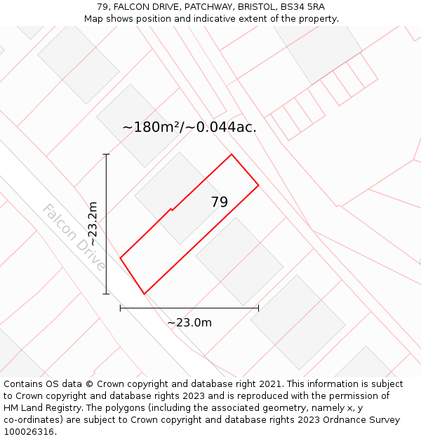 79, FALCON DRIVE, PATCHWAY, BRISTOL, BS34 5RA: Plot and title map