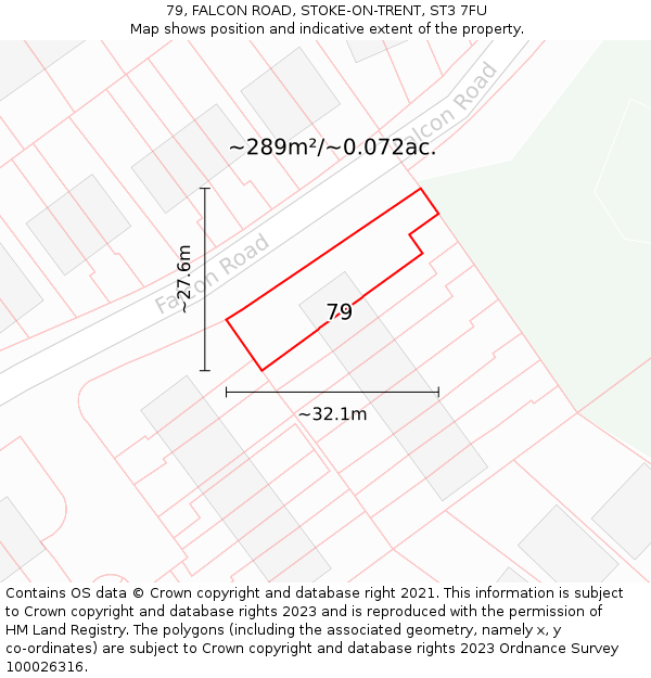 79, FALCON ROAD, STOKE-ON-TRENT, ST3 7FU: Plot and title map