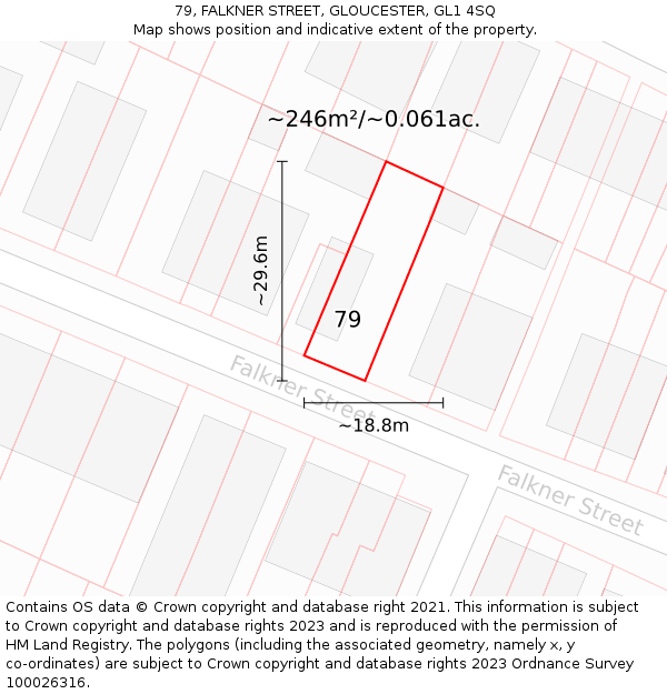 79, FALKNER STREET, GLOUCESTER, GL1 4SQ: Plot and title map