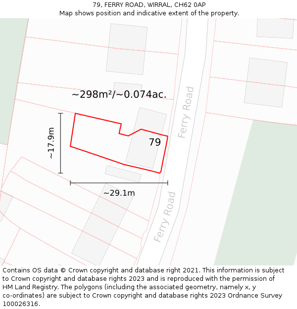 79, FERRY ROAD, WIRRAL, CH62 0AP: Plot and title map