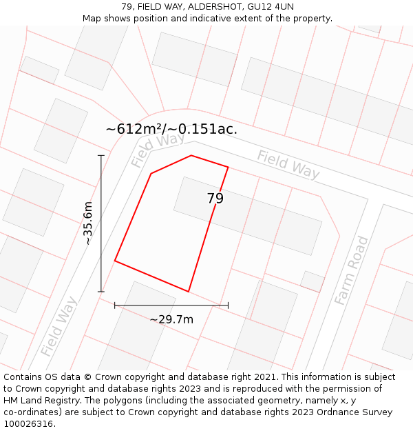 79, FIELD WAY, ALDERSHOT, GU12 4UN: Plot and title map