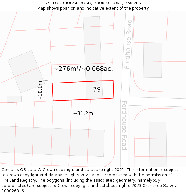 79, FORDHOUSE ROAD, BROMSGROVE, B60 2LS: Plot and title map