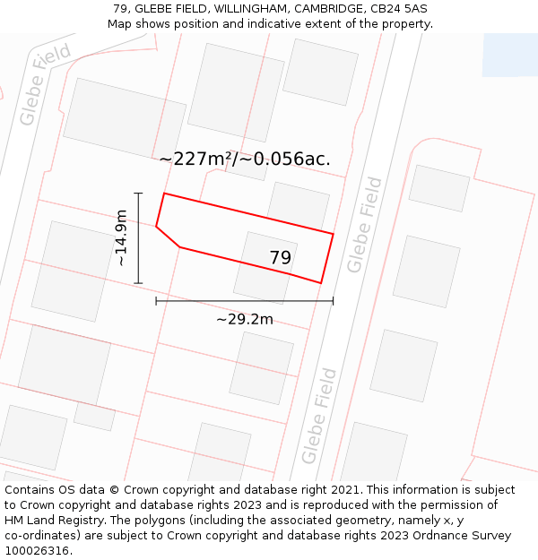 79, GLEBE FIELD, WILLINGHAM, CAMBRIDGE, CB24 5AS: Plot and title map