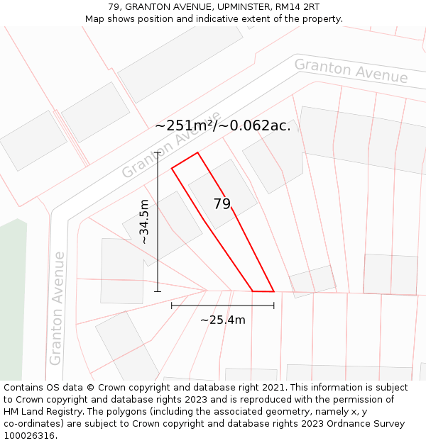 79, GRANTON AVENUE, UPMINSTER, RM14 2RT: Plot and title map