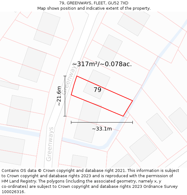 79, GREENWAYS, FLEET, GU52 7XD: Plot and title map
