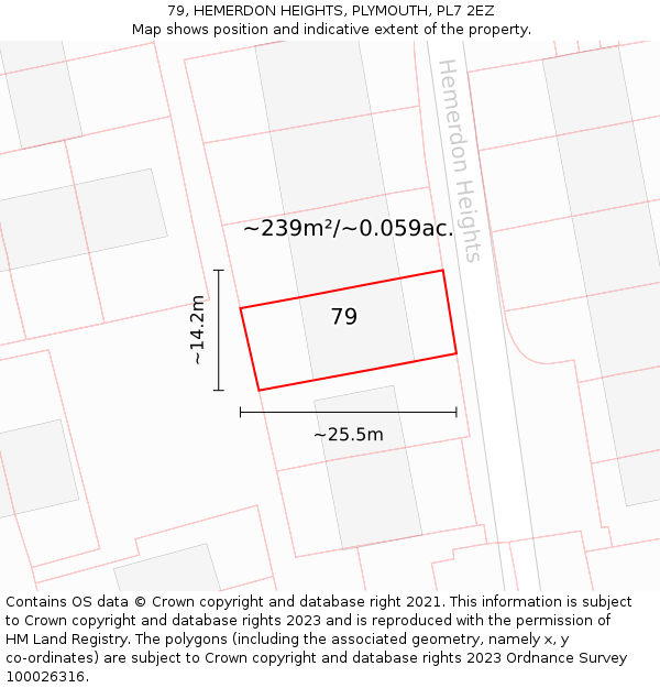 79, HEMERDON HEIGHTS, PLYMOUTH, PL7 2EZ: Plot and title map