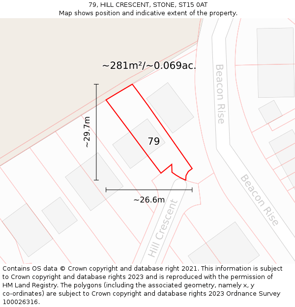 79, HILL CRESCENT, STONE, ST15 0AT: Plot and title map