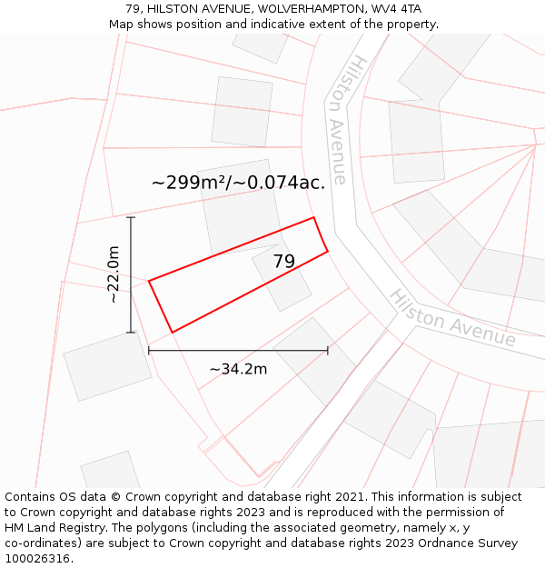 79, HILSTON AVENUE, WOLVERHAMPTON, WV4 4TA: Plot and title map