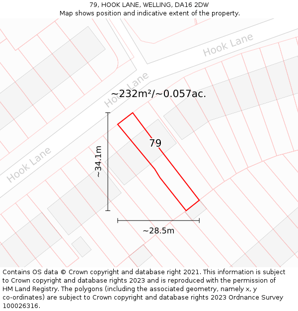 79, HOOK LANE, WELLING, DA16 2DW: Plot and title map