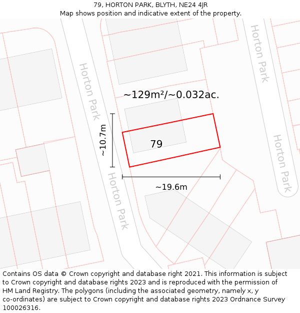 79, HORTON PARK, BLYTH, NE24 4JR: Plot and title map