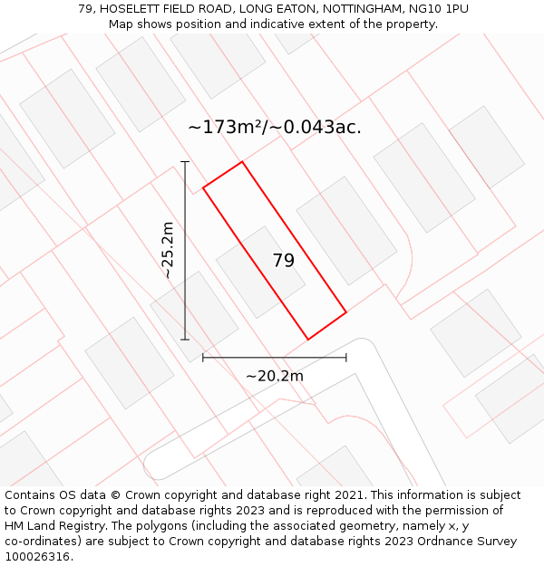 79, HOSELETT FIELD ROAD, LONG EATON, NOTTINGHAM, NG10 1PU: Plot and title map