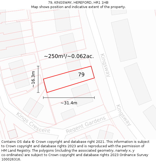 79, KINGSWAY, HEREFORD, HR1 1HB: Plot and title map