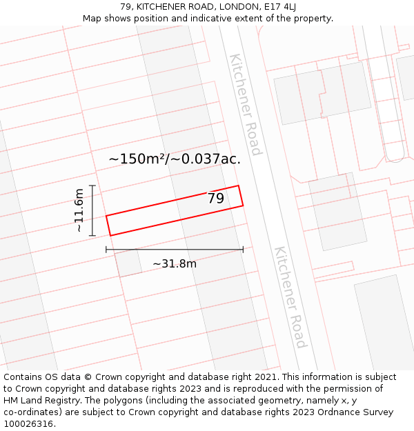 79, KITCHENER ROAD, LONDON, E17 4LJ: Plot and title map