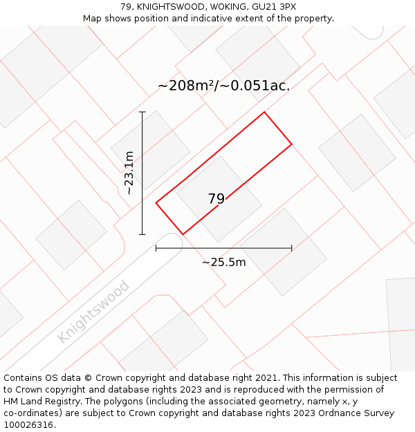 79, KNIGHTSWOOD, WOKING, GU21 3PX: Plot and title map