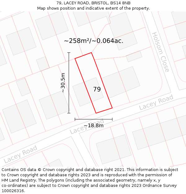 79, LACEY ROAD, BRISTOL, BS14 8NB: Plot and title map