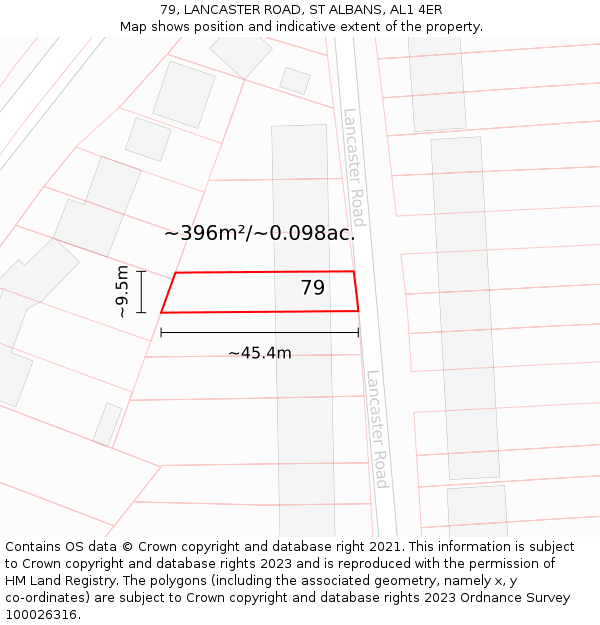79, LANCASTER ROAD, ST ALBANS, AL1 4ER: Plot and title map