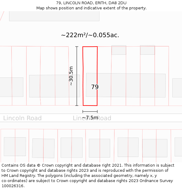 79, LINCOLN ROAD, ERITH, DA8 2DU: Plot and title map