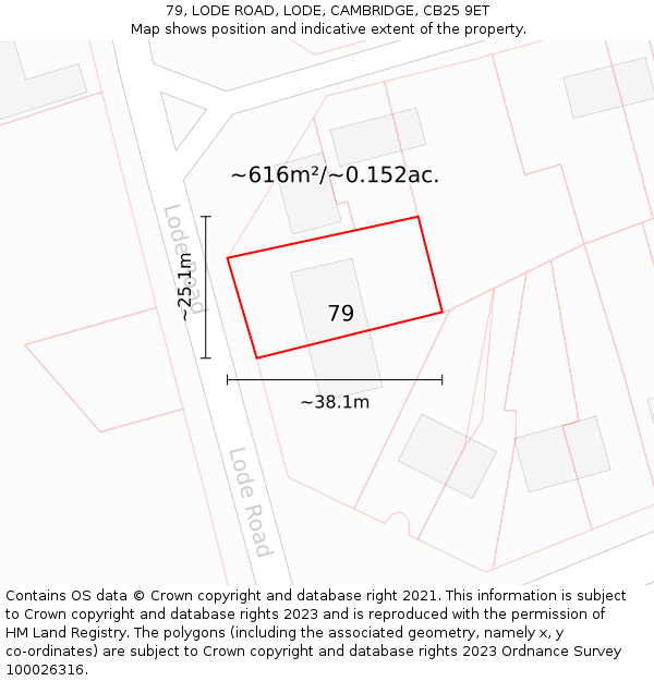 79, LODE ROAD, LODE, CAMBRIDGE, CB25 9ET: Plot and title map