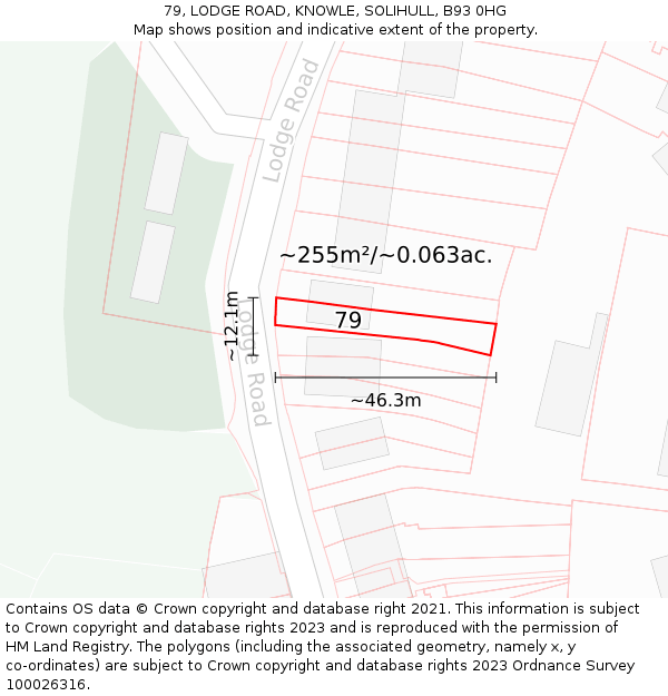 79, LODGE ROAD, KNOWLE, SOLIHULL, B93 0HG: Plot and title map