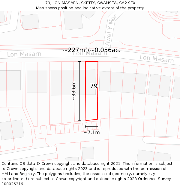79, LON MASARN, SKETTY, SWANSEA, SA2 9EX: Plot and title map