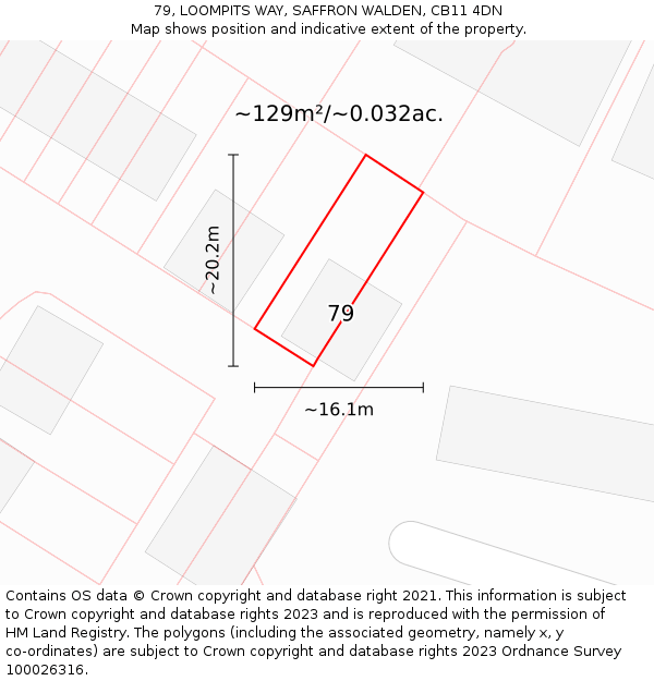 79, LOOMPITS WAY, SAFFRON WALDEN, CB11 4DN: Plot and title map