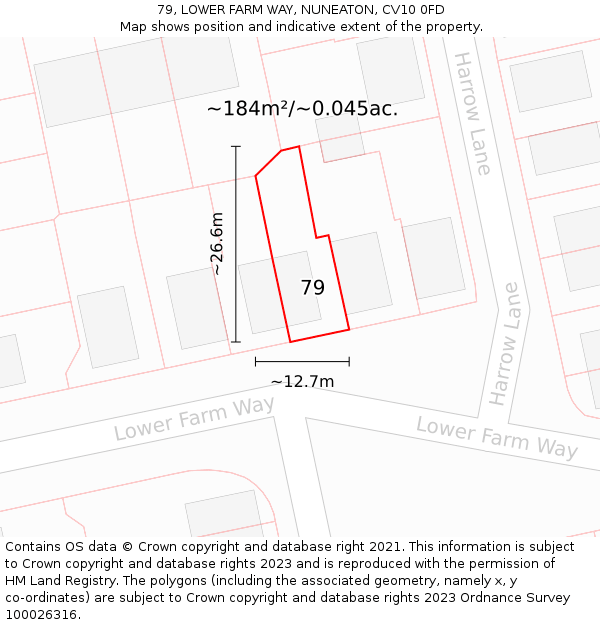79, LOWER FARM WAY, NUNEATON, CV10 0FD: Plot and title map