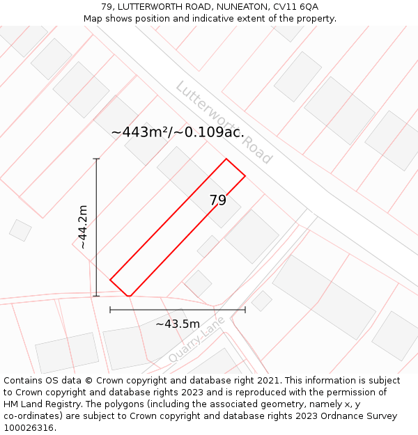 79, LUTTERWORTH ROAD, NUNEATON, CV11 6QA: Plot and title map