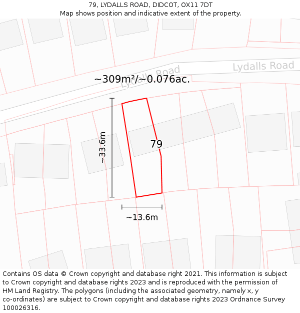 79, LYDALLS ROAD, DIDCOT, OX11 7DT: Plot and title map