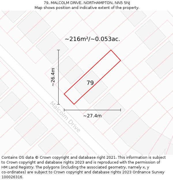 79, MALCOLM DRIVE, NORTHAMPTON, NN5 5NJ: Plot and title map