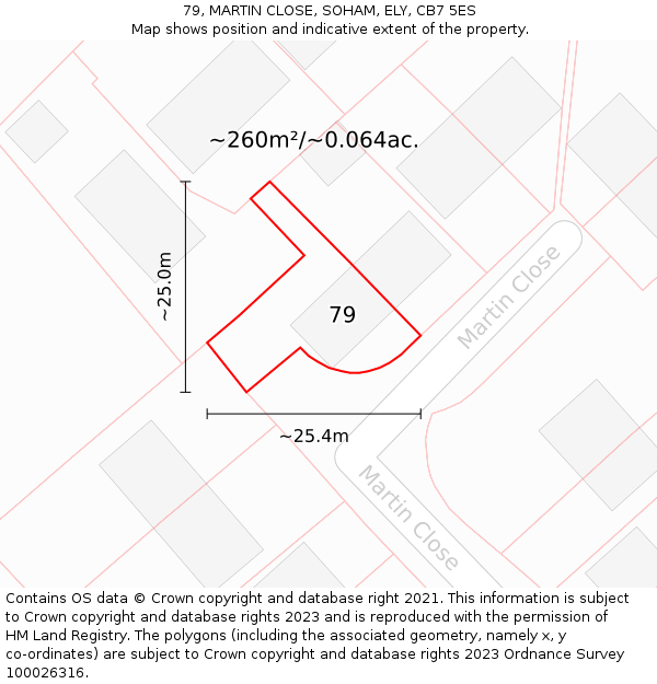 79, MARTIN CLOSE, SOHAM, ELY, CB7 5ES: Plot and title map