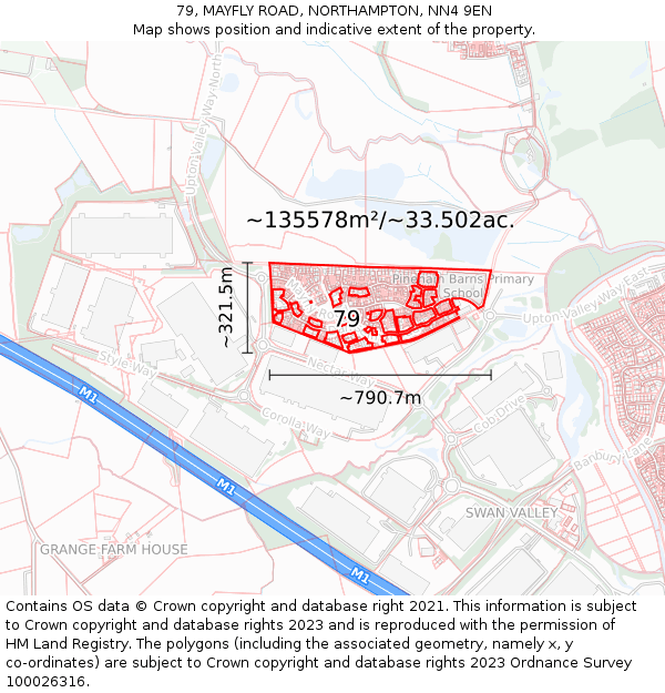79, MAYFLY ROAD, NORTHAMPTON, NN4 9EN: Plot and title map