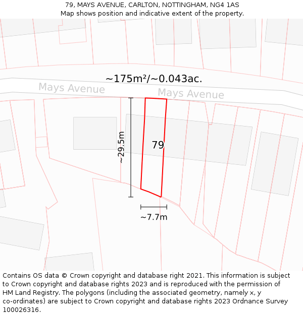 79, MAYS AVENUE, CARLTON, NOTTINGHAM, NG4 1AS: Plot and title map