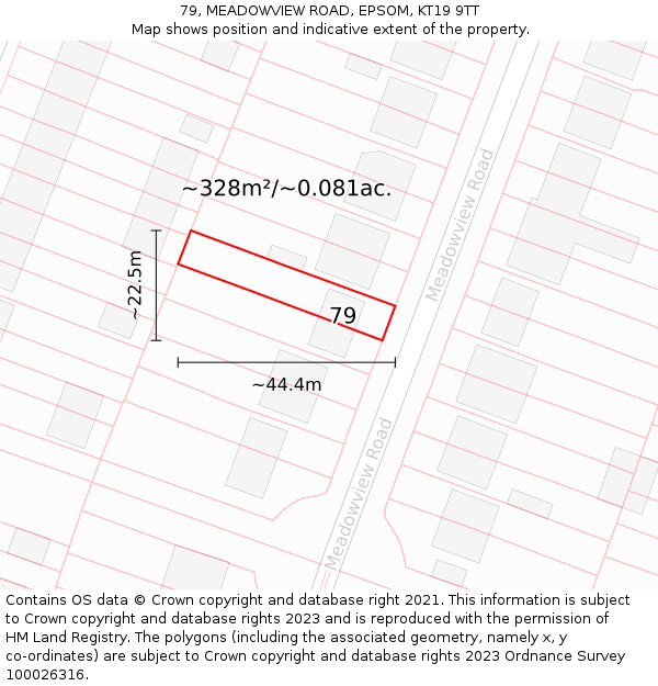79, MEADOWVIEW ROAD, EPSOM, KT19 9TT: Plot and title map