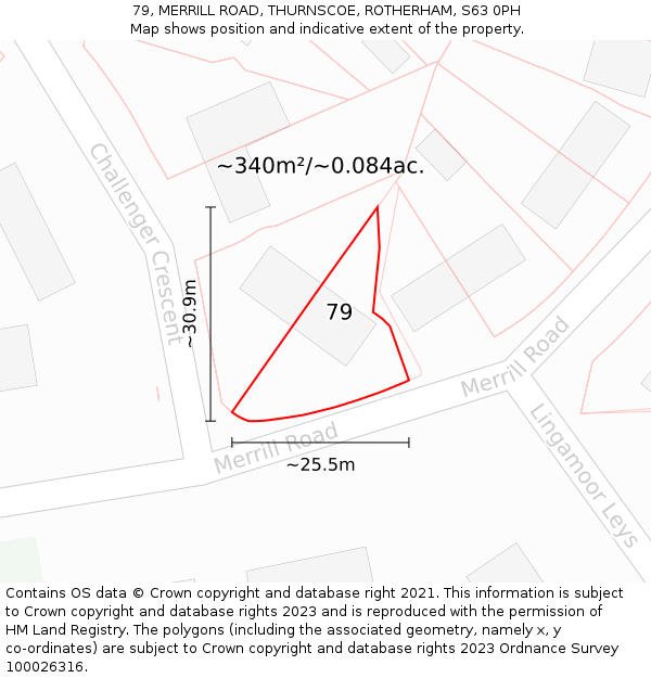 79, MERRILL ROAD, THURNSCOE, ROTHERHAM, S63 0PH: Plot and title map