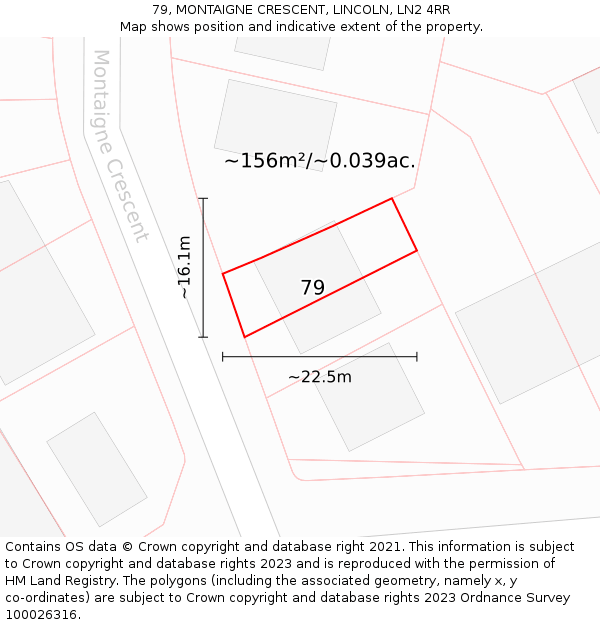 79, MONTAIGNE CRESCENT, LINCOLN, LN2 4RR: Plot and title map