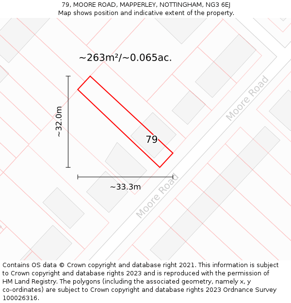 79, MOORE ROAD, MAPPERLEY, NOTTINGHAM, NG3 6EJ: Plot and title map